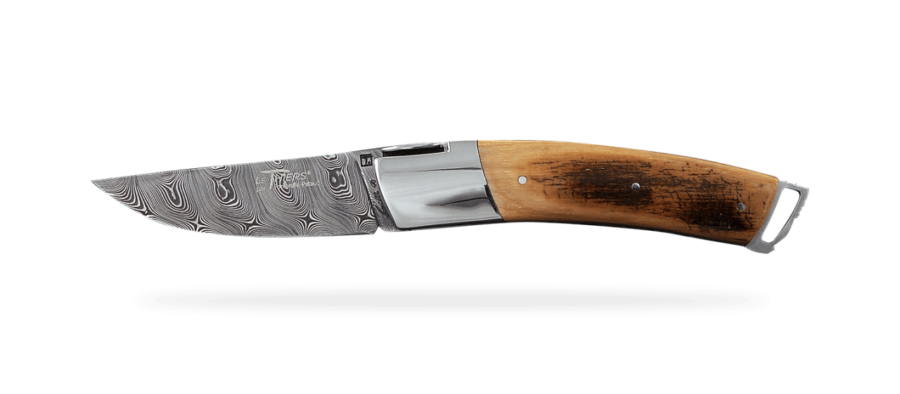 Le Thiers® Gentleman "Guilloché" Damascus Fosilized mammoth ivory