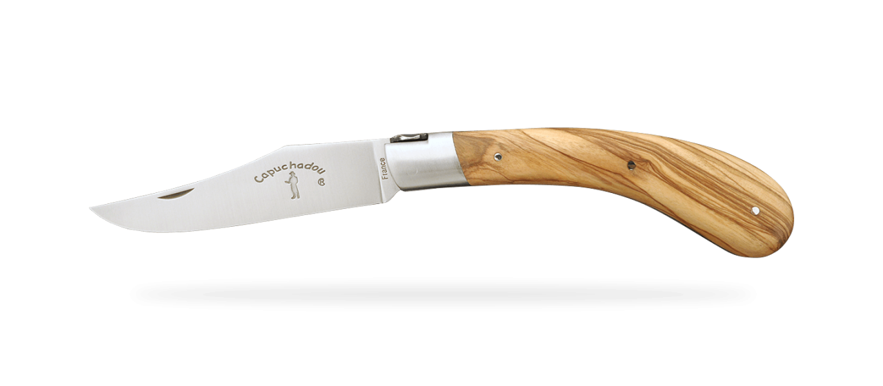 "Le Capuchadou®" 12 cm handmade knife, olivewood