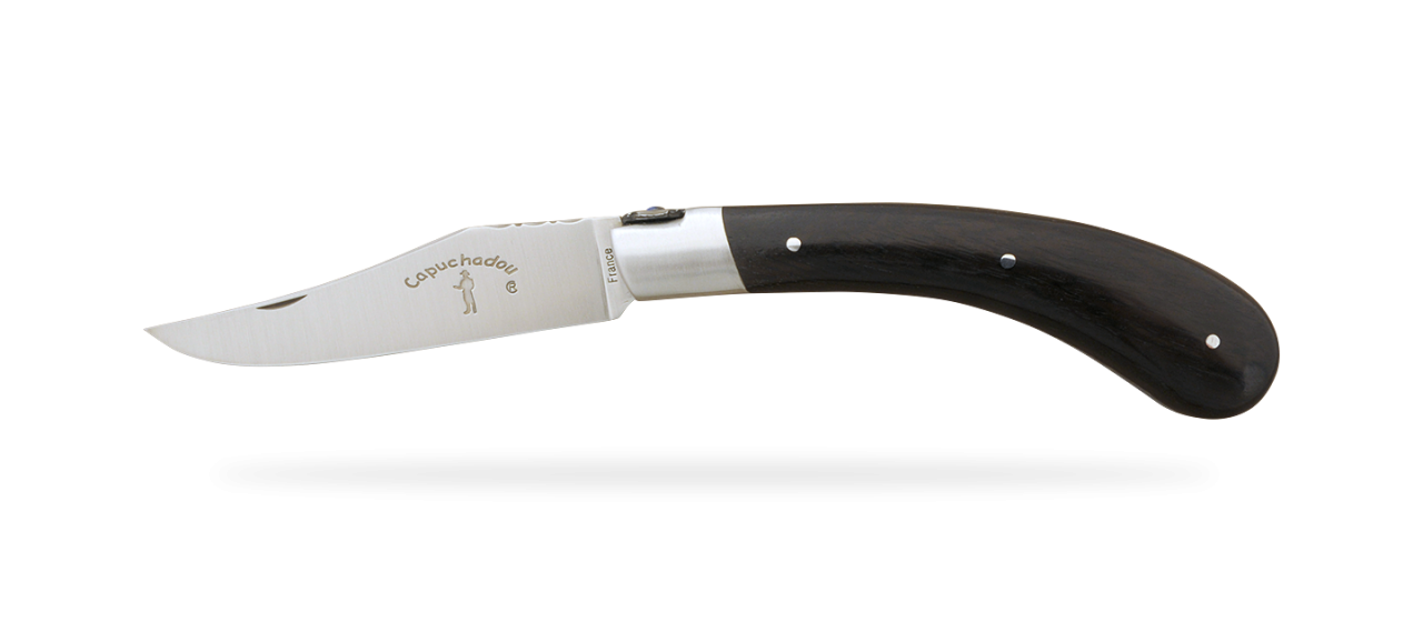 "Le Capuchadou®-Guilloché" 12 cm hand made knife, ebony