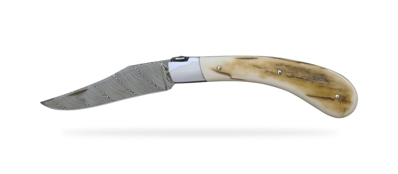 Le Capuchadou® 12 cm, ivoire de Mammouth brun, Damas torsadé