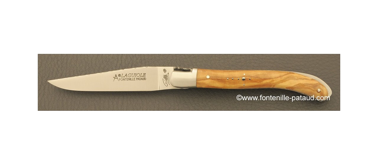 Laguiole Knife XS Guilloche Range Olivewood