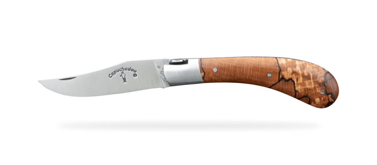 "Le Capuchadou®" 10 cm handmade knife, Stabilized beech