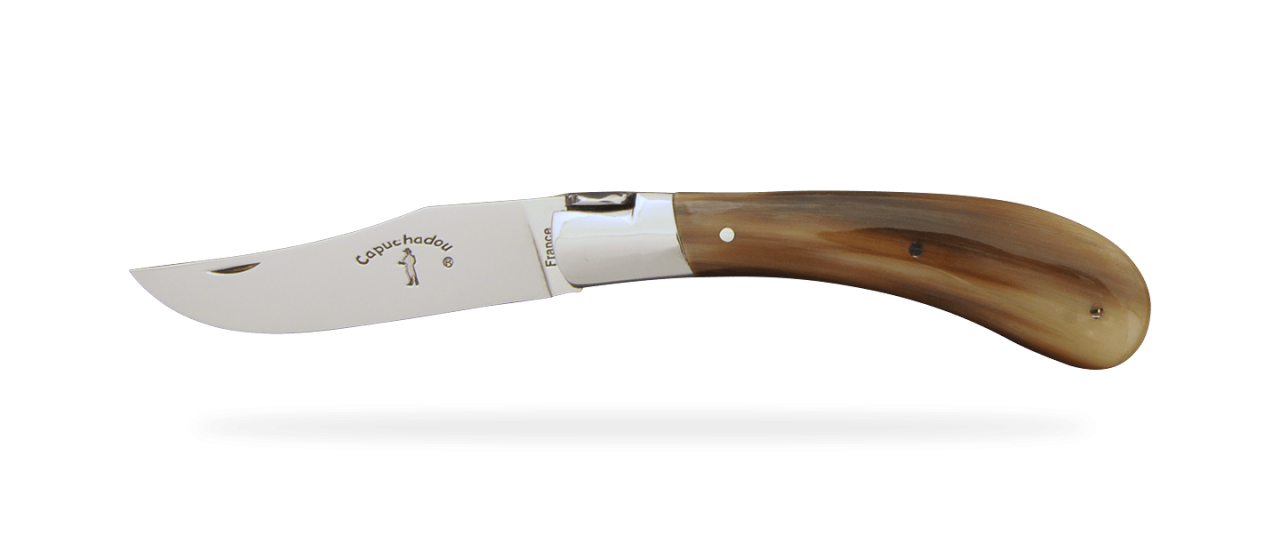 "Le Capuchadou®" 10 cm hand made knife, horn tip