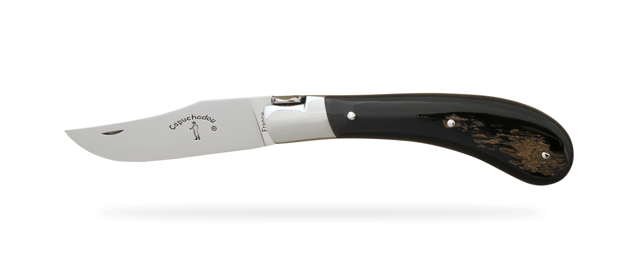 "Le Capuchadou®" 10 cm handmade knife, buffalo bark