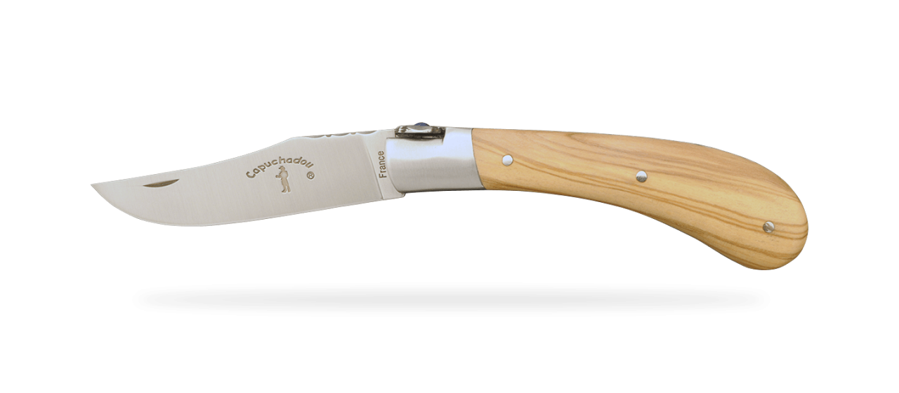 "Le Capuchadou®-Guilloché" 10 cm handmade knife, olivewood