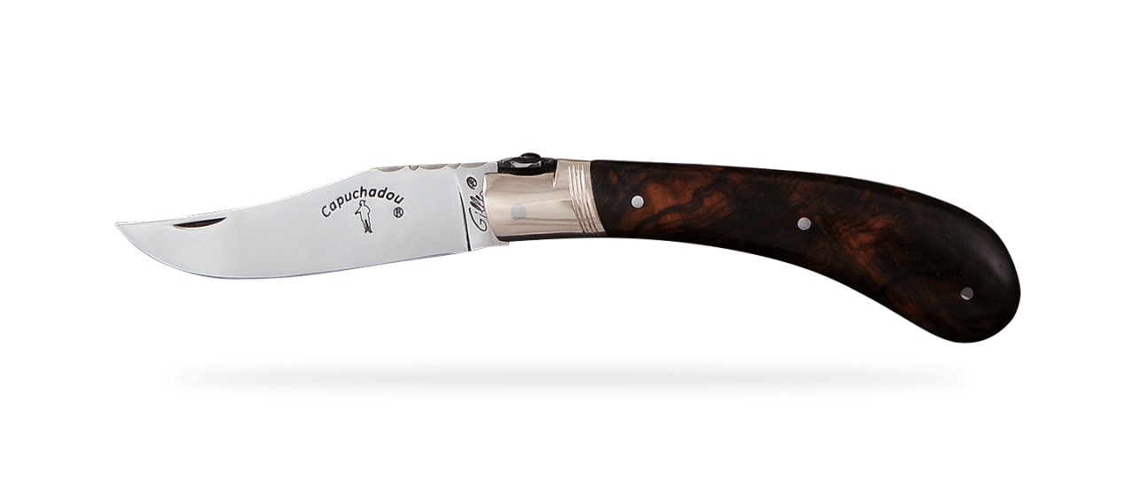 "Le Capuchadou®-Guilloché" 10 cm hand made knife, Ironwood