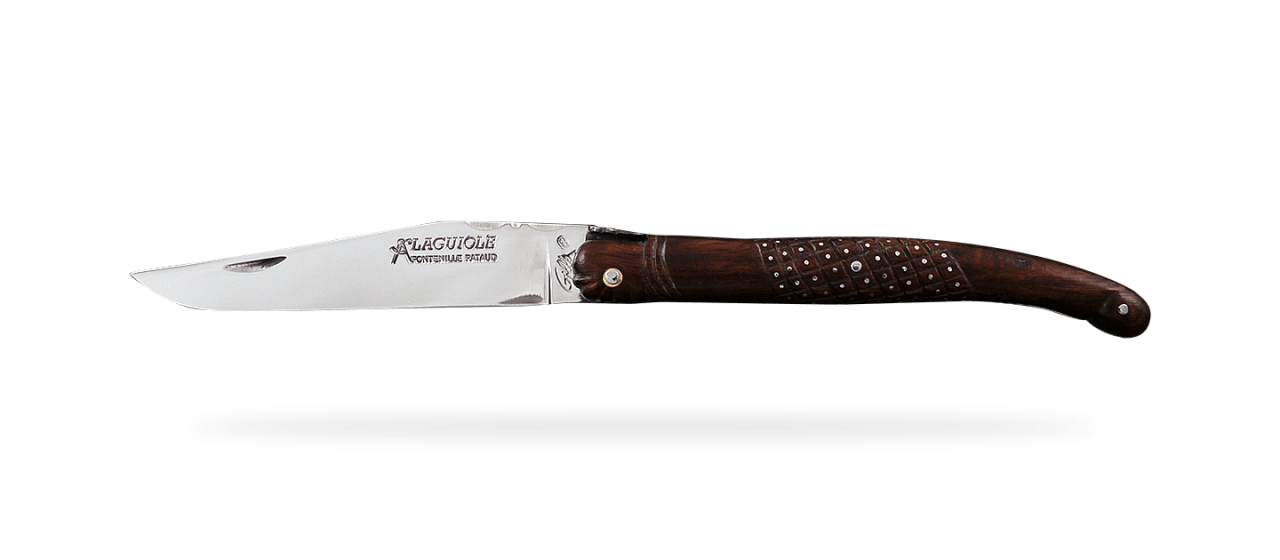 Laguiole 12 cm "Exception" range, Full handle Needles model, Ironwood, Delicate file work