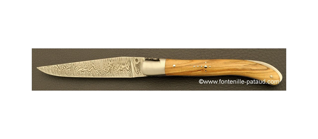 Laguiole Knife XS Damascus Range Olivewood