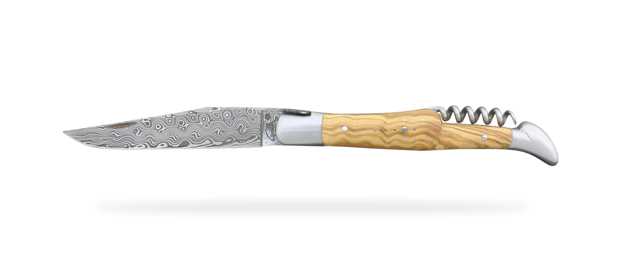 Laguiole Picnic Damascus Range with Corkscrew Olivewood