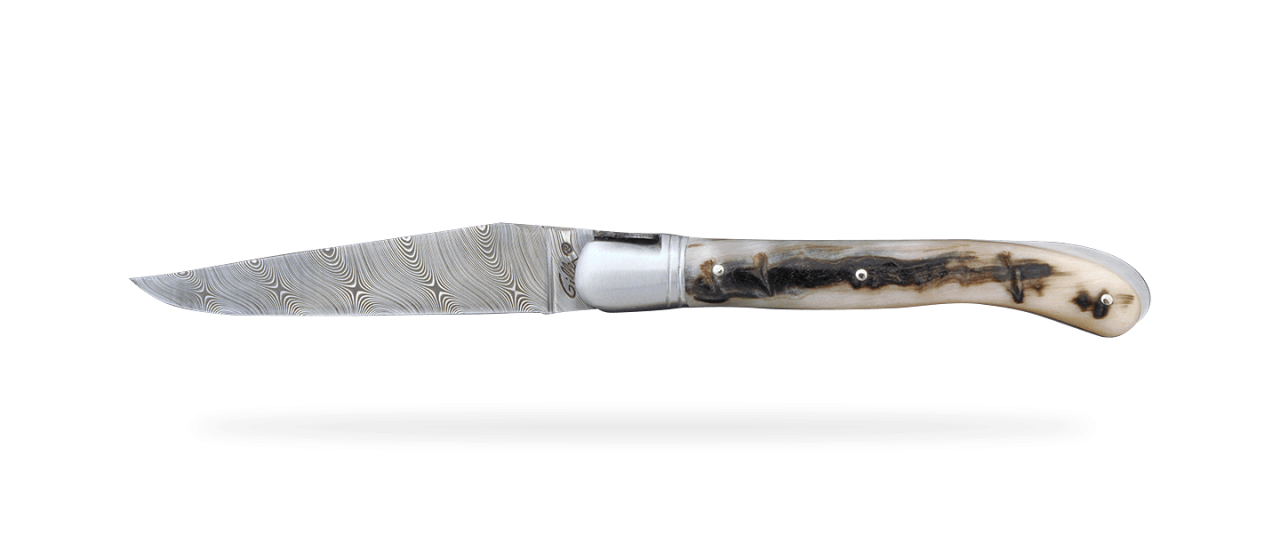 Laguiole Nature Damascus Range Dark Ram horn