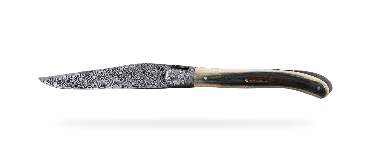 Laguiole Nature Damascus Range Blue Mammoth Ivory Delicate File Work