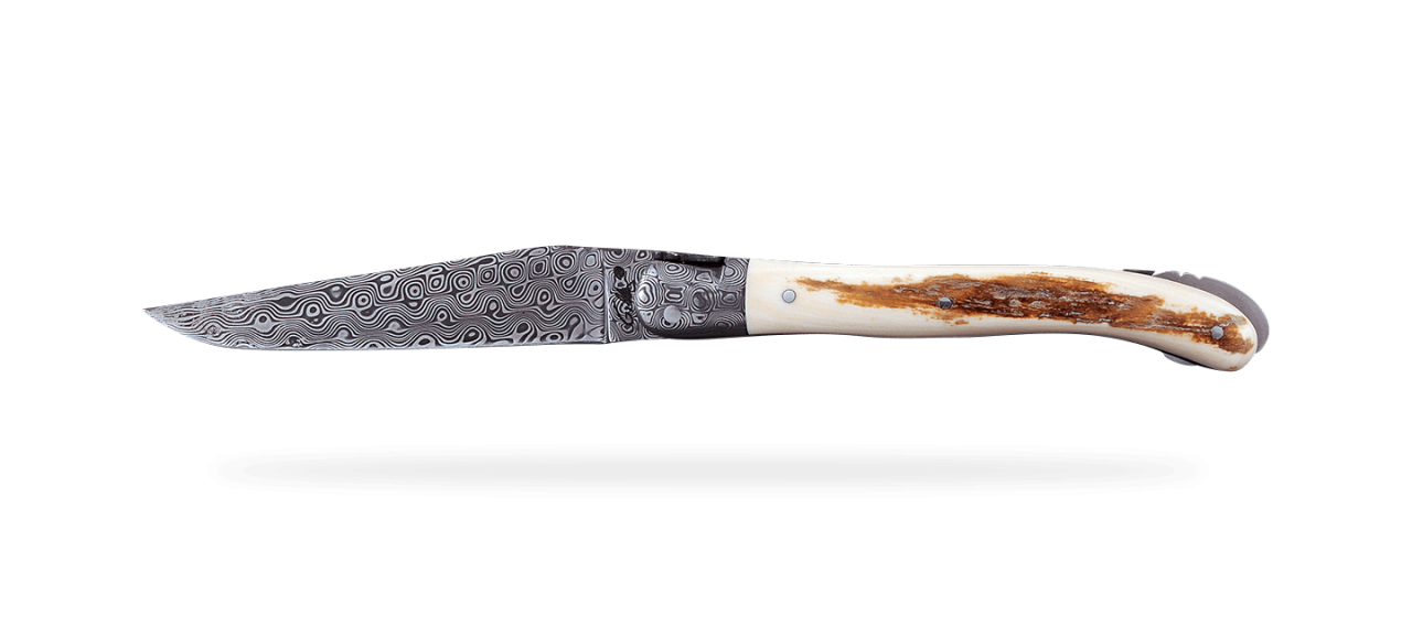 Laguiole Nature Damascus Range Brown Mammoth Ivory Delicate File Work