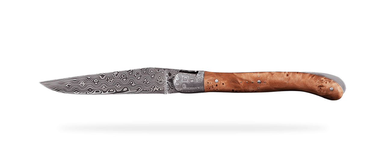 Laguiole Nature Damascus Range Stabilized Linden burl