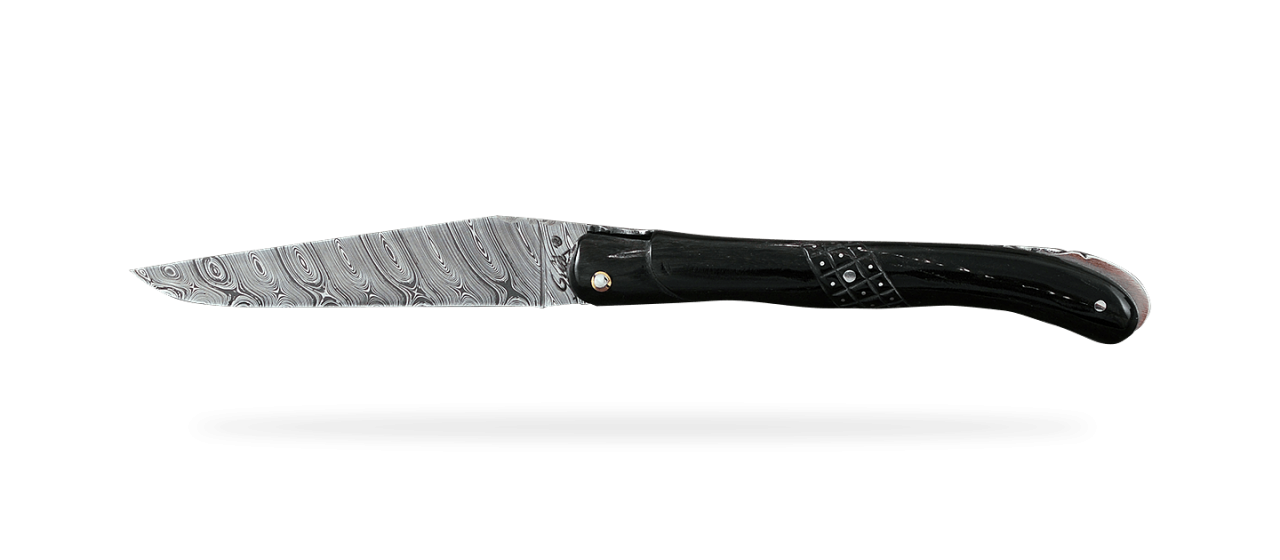 Laguiole Nature 2014 Damascus Range Full handle Buffalo black horn