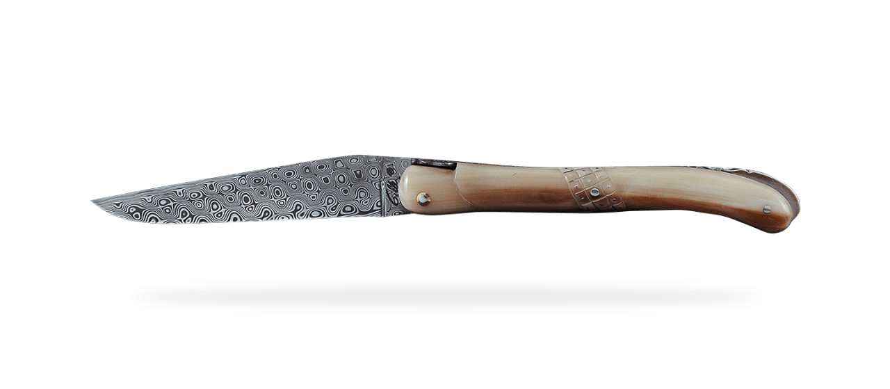 Laguiole Nature 2014 Damascus Range Full handle Real Horn Tip
