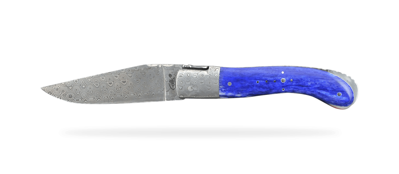 Laguiole Sport Guilloché Damascus Range Blue giraffe bone