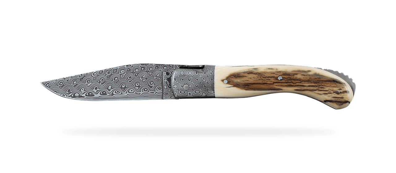 Laguiole Sport "Guilloché" Damascus Range Brown fossilized Mammoth