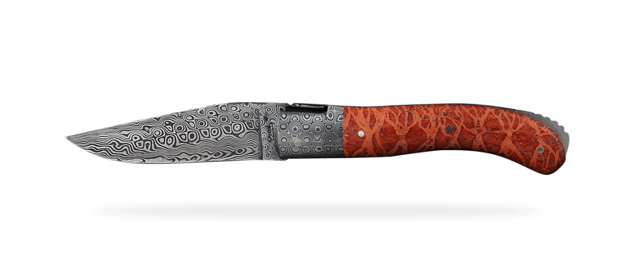 Laguiole Sport Damascus Range Red Coral Delicate file work
