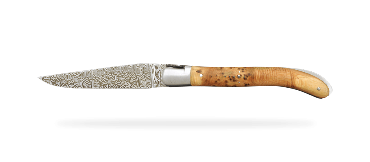 Laguiole XS Damascus Range Juniper Burl