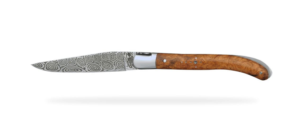 Laguiole XS Damascus Range Stabilized poplar burl