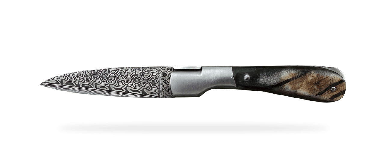 Corsican Pialincu Guilloché Damascus range Black ram horn