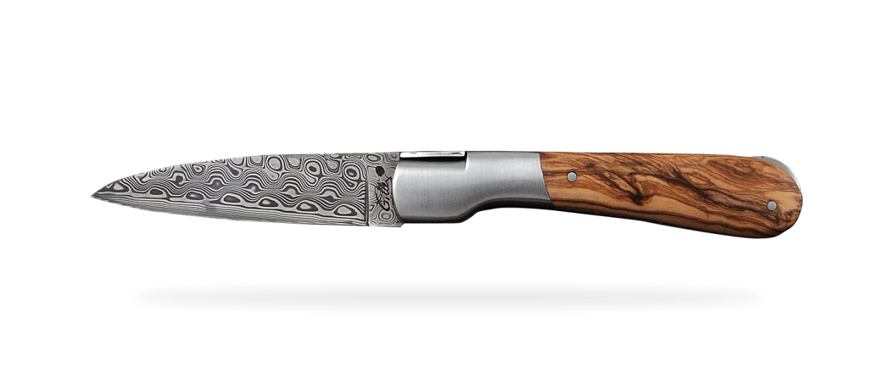 Corsican Pialincu Guilloché Damascus range Olivewood