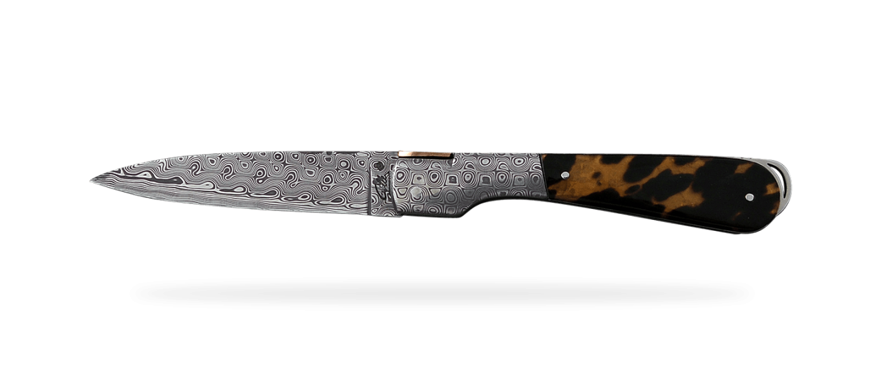 Corsican Sperone Damascus Range Genuine Tortoise, Delicate file work