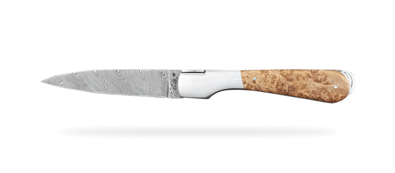 Corsican Sperone "Guilloché" Damascus Range Stabilized Linden burl