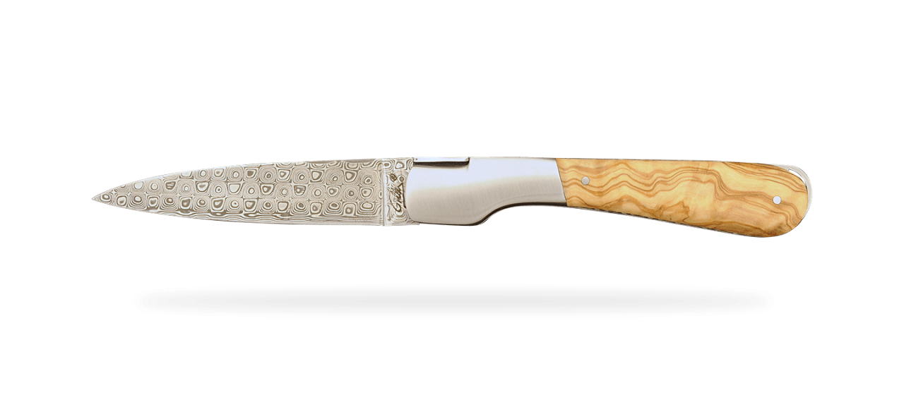 Corsican Sperone "Guilloché" Damascus Range Olive Wood