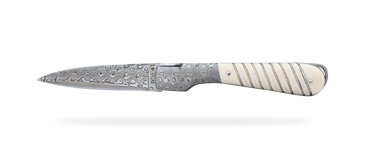 Corsican Sperone knife Collection Range Silver thread Real mammoth ivory