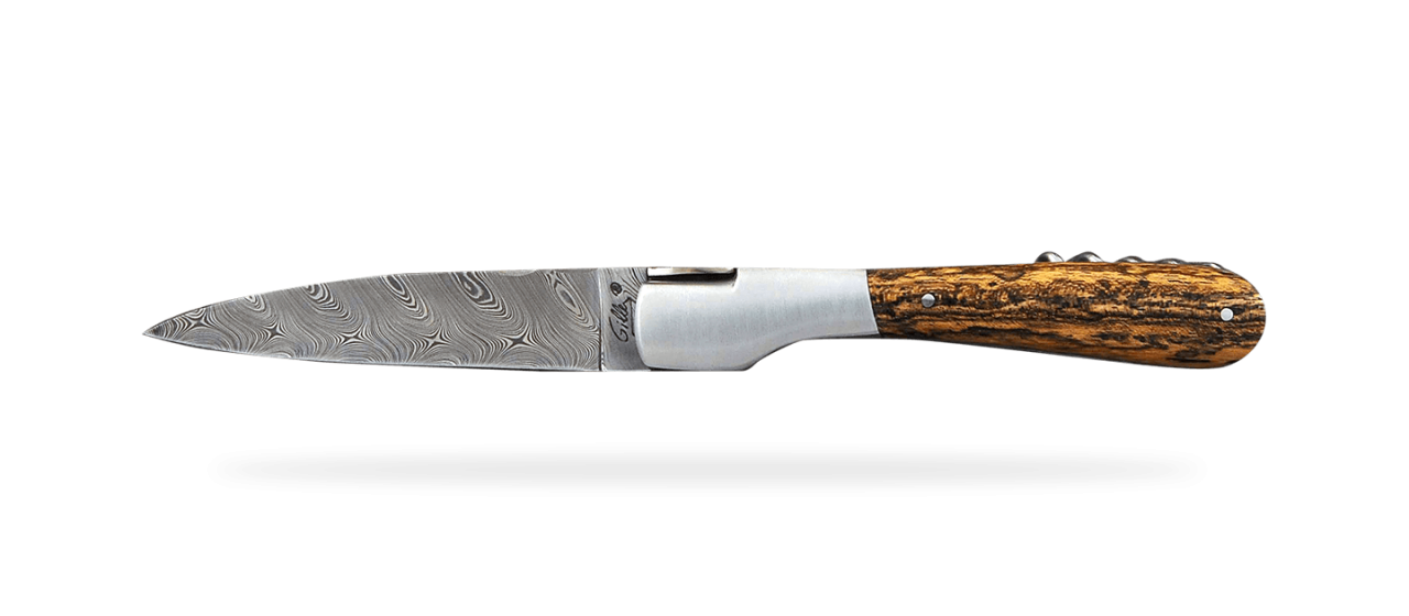 Corsican Vendetta Guilloché Damascus Range with corkscrew Bocote