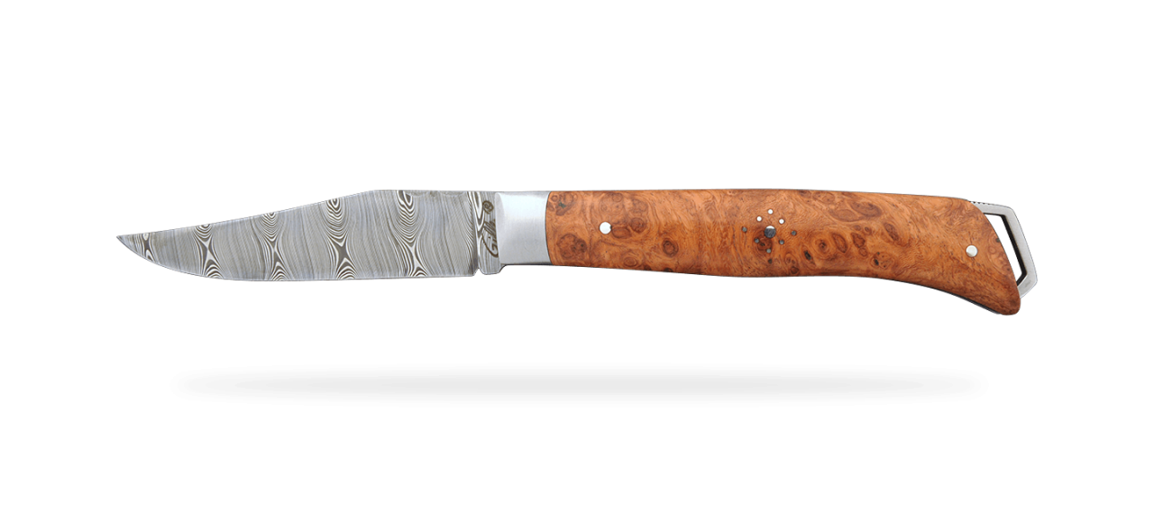 Le Saint-Bernard 11 cm Damascus Range Stabilized poplar burl