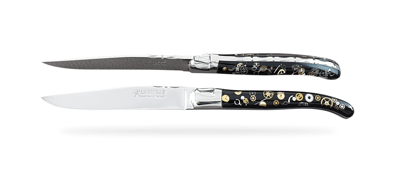 Set of 2 Laguiole Forged Steak Knives Watch mechanism