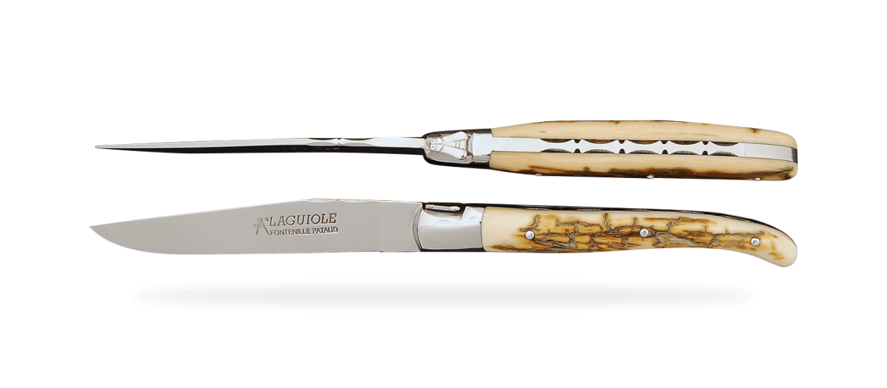 Set of 2 Laguiole Forged Steak Knives Brown Fossilized mammoth