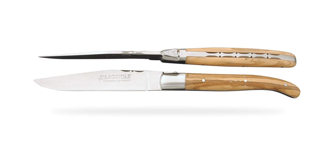 Set of 2 Laguiole Forged Steak Knives Olivewood