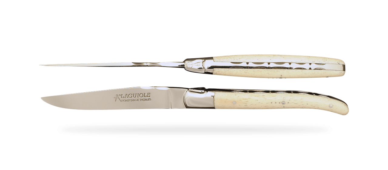 Set of 2 Laguiole Forged Steak Knives Real bone