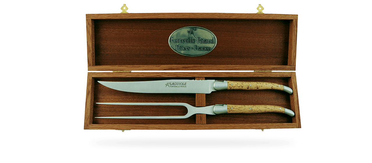 Laguiole Carving Set Curly birch