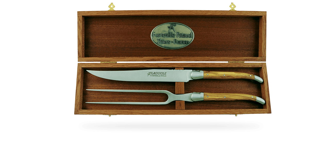 Laguiole Carving Set Olivewood