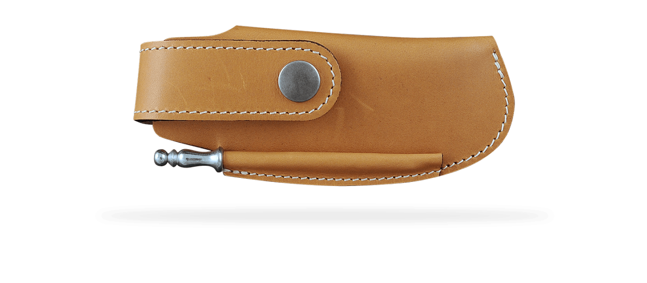 Etui de ceinture en cuir fauve avec fusil pour Le Thiers® Gentleman, Capuchadou 12 cm, Sperone....