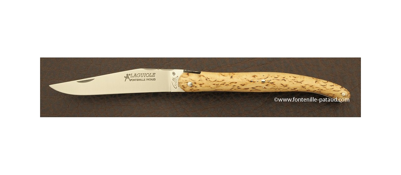 Laguiole knife 12 cm curly birch handle and traditional bee