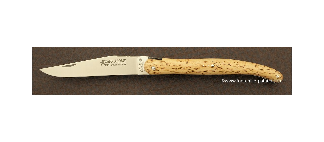 Couteau laguiole plein manche en bois de bouleau de Finlande