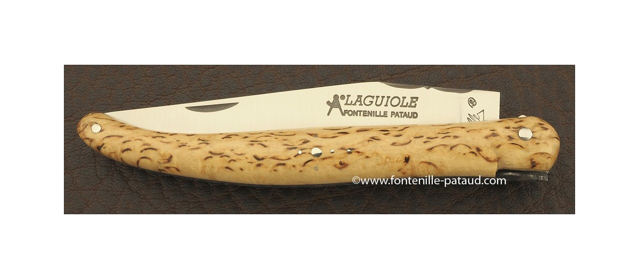 Laguiole knife 12 cm curly birch handle and traditional bee