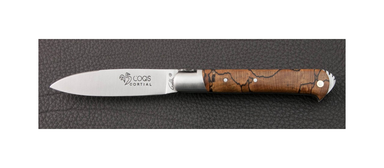 Couteau le 5 Coqs hêtre stabilisé debout fabriqué en France