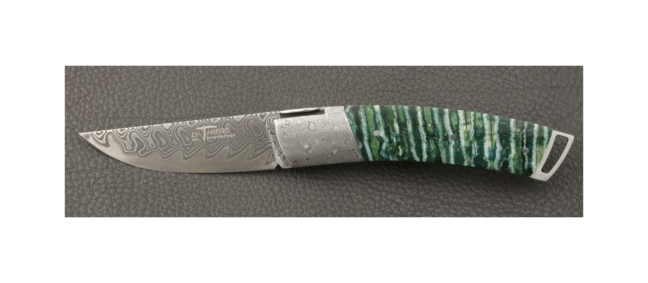Knife Le Thiers® Gentleman Damascus Molar tooth of mammoth, Delicate filework