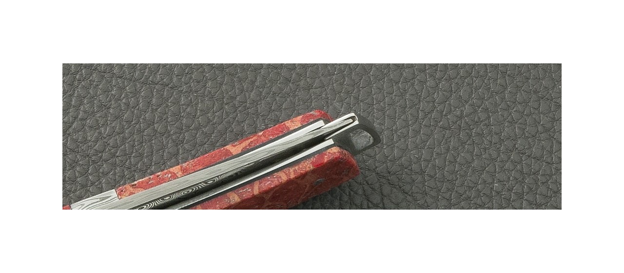 Le Thiers® Nature Damascus Central bolster Red coral knife