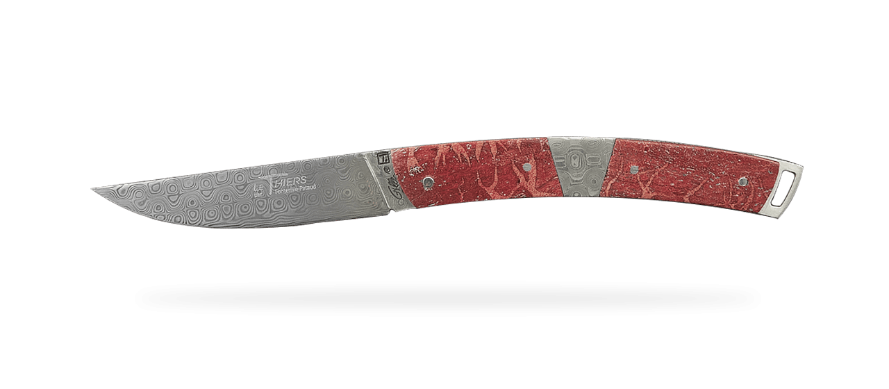 Le Thiers® Nature Damascus Central bolster Red coral knife