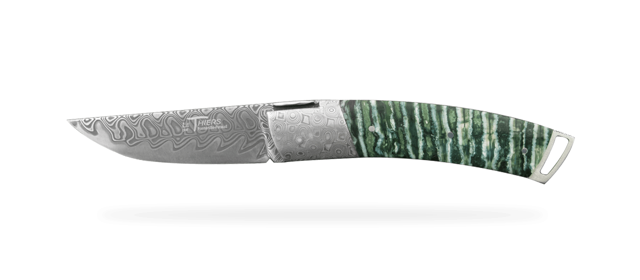 Knife Le Thiers® Gentleman Damascus Molar tooth of mammoth, Delicate filework