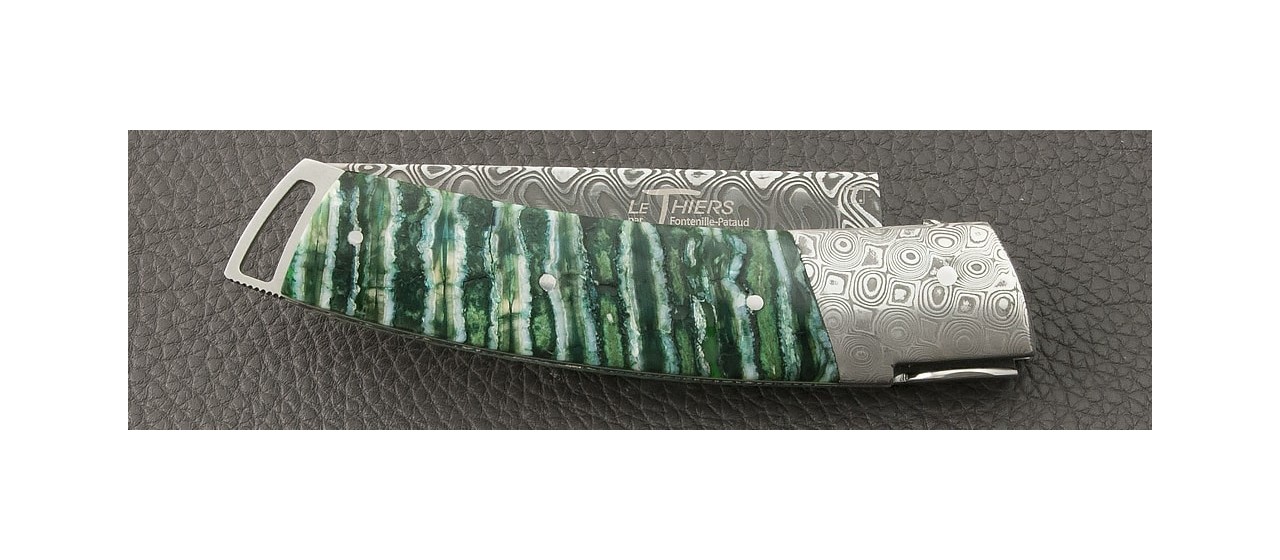 Knife Le Thiers® Gentleman Damascus Molar tooth of mammoth, Delicate filework