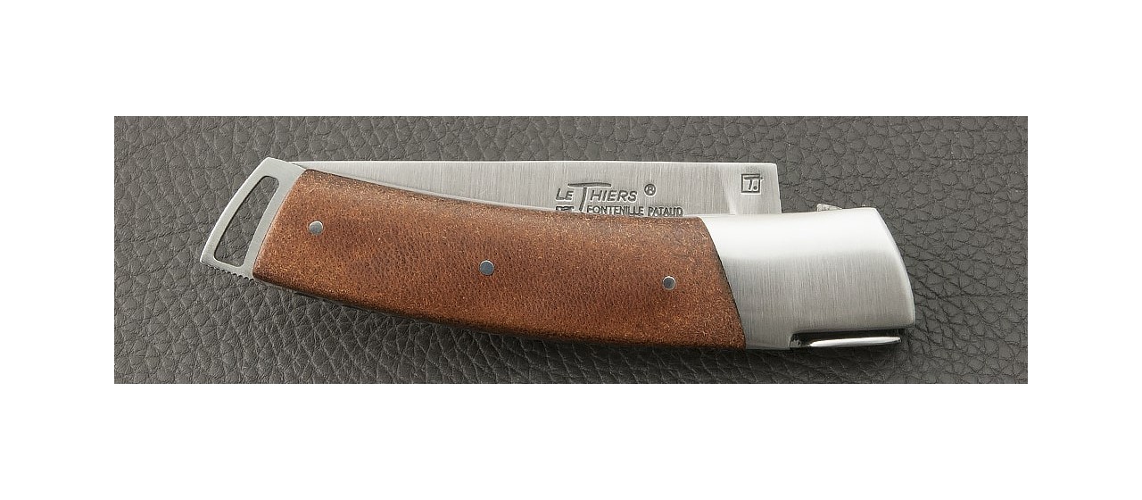 Couteau Le Thiers ® Couteau Gentleman manche en Cuir véritable fabrication française