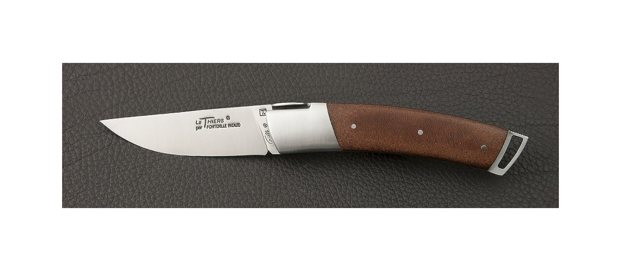 Couteau Le Thiers ® Couteau Gentleman manche en Cuir véritable fabrication française